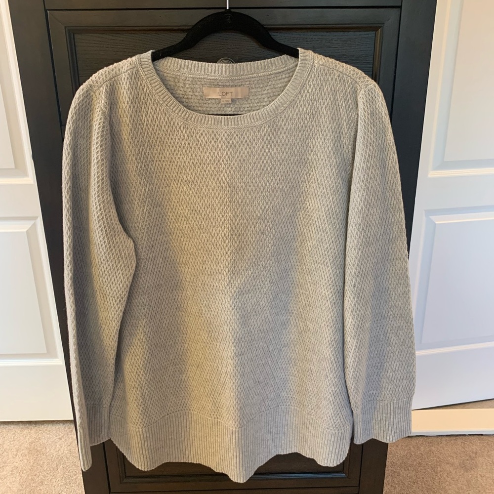 NWT New LOFT Light Gray Cotton Tunic Sweater XL